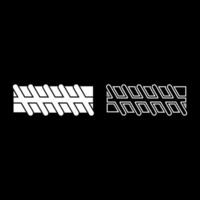 Reinforcement bar rebar ribbed metal rod set icon white color vector illustration image solid fill outline contour line thin flat style