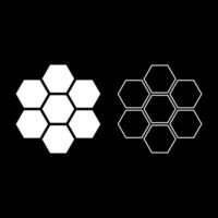 Hexagonal technology concept hexagon six items bee sota geometry six sided polygon set icon white color vector illustration image solid fill outline contour line thin flat style