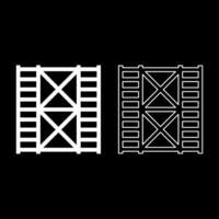 Scaffolding prefabricated construction frame floors two 2 set icon white color vector illustration image solid fill outline contour line thin flat style
