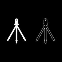 Laser level tool measure building on tripod engineering equipment device for builder construction tool set icon white color vector illustration image solid fill outline contour line thin flat style