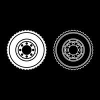 Car clutch flywheel cohesion transmission auto part plate kit repair service set icon white color vector illustration image solid fill outline contour line thin flat style