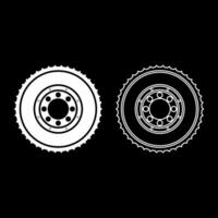 Car clutch flywheel cohesion transmission auto part plate kit repair service set icon white color vector illustration image solid fill outline contour line thin flat style