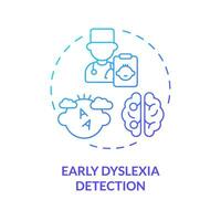 2D gradient blue icon early dyslexia detection concept, simple isolated vector, dyslexia thin linear illustration vector