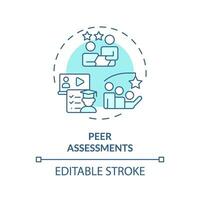 2D editable blue icon peer assessments concept, monochromatic isolated vector, MOOC thin line illustration. vector