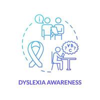 2D gradient blue icon dyslexia awareness concept, simple isolated vector, dyslexia thin linear illustration vector