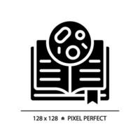 2D pixel perfect glyph style book with bacteria icon, isolated vector, simple silhouette illustration representing bacteria. vector