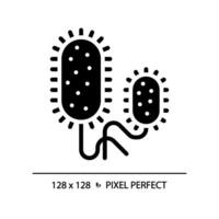 2D pixel perfect glyph style vibrio cholerae icon, isolated vector, simple silhouette illustration representing bacteria. vector