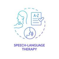 2D gradient blue icon speech language therapy concept, simple isolated vector, dyslexia thin linear illustration vector