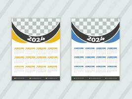 2024 Calendar Template, editable vector Free Vector Calendar 2024 modern design planner template.