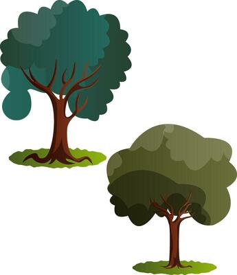 Couple of green trees vector illustration on white background