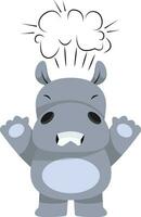 Angry hippo, illustration, vector on white background.