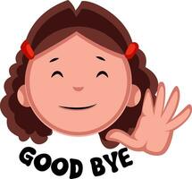 Girl saying good bye, illustration, vector on white background.