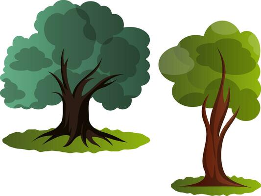 Couple of green trees vector illustration on white background