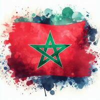 AI generated The flag of Morocco with a background of fireworks celebrating Independence Day photo