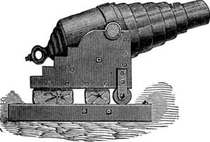 Armstrong cannon old engraving. vector