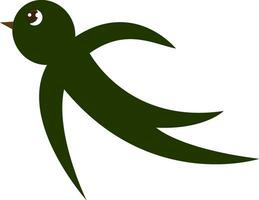 A small cartoon green-colored swallow bird vector or color illustration