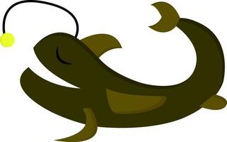 Clipart of a laughing greenish-brown colored ViperfishDeep sea fish vector or color illustration