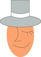 A face with grey top hat vector or color illustration