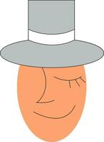 A face with grey top hat vector or color illustration