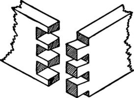 Common Dovetail Joint, vintage illustration. vector