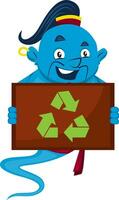 Genie with recycling, illustration, vector on white background.