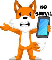 Fox with no signal, illustration, vector on white background.