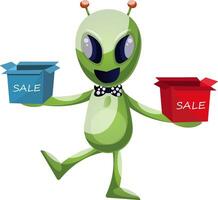 Alien on sale, illustration, vector on white background.