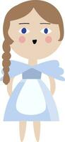 Alice in a blue dress  illustration  color  vector on white background