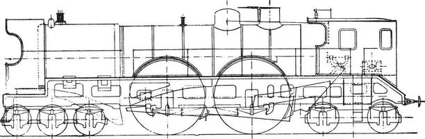 Thuile locomotive, vintage engraving. vector