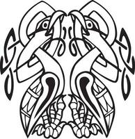 Celtic design with knotted lines of two birds vector