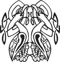 Celtic design with knotted lines of two birds vector