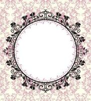 Ornate frame on pink damask background vector