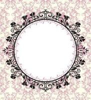 Ornate frame on pink damask background vector