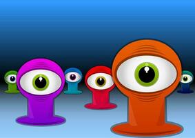 Colorful One-eyed Creatures, illustration vector