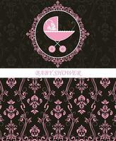Clásico bebé ducha invitación tarjeta con florido elegante retro resumen floral diseño vector