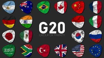 Group of Twenty, G20 All Member States Flags Seamless Looping Background, 3D Rendering video