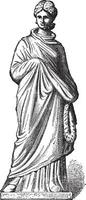 Terracotta figurine, vintage engraving. vector