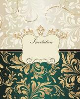 Vintage invitation card with ornate elegant retro abstract floral design vector