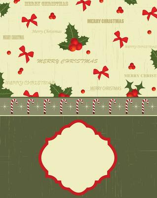 Vintage Christmas card with ornate elegant retro abstract floral design