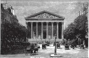 Madeleine Church and Rue Royale in Paris France vintage engraving vector