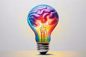 A lightbulb with a glowing brain inside, representing the power of the human mind to generate new ideas and solve problems. The image is a symbol of creativity photo