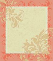 Vintage invitation card with ornate elegant retro abstract floral design vector