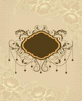 Vintage invitation card with ornate elegant retro abstract floral design vector