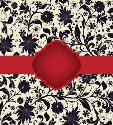 Vintage invitation card with ornate elegant retro abstract floral design