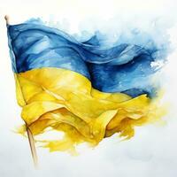 ai generado el belleza de un ucranio bandera ondulación terminado un pintoresco ciudad foto