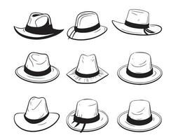 Hats vintage collection for elegant woman, male,female and ladies. Retro fashion set. English style. vector