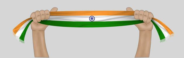 3D Flag on ribbon in hand photo