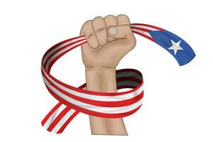 3D Flag on ribbon in hand photo