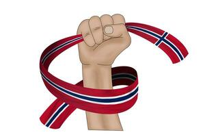 3D Flag on ribbon in hand photo