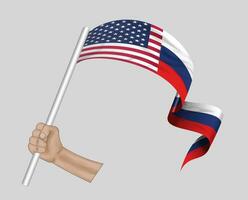 3D Flag of Russia and USA photo